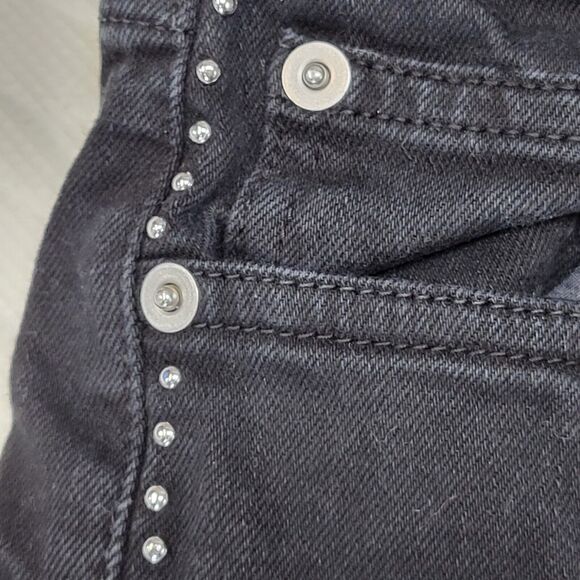 IRO Black Studded Jeans Womens Size 25 High Rise Skinny Ankle Exposed Button Fly - Picture 7 of 14